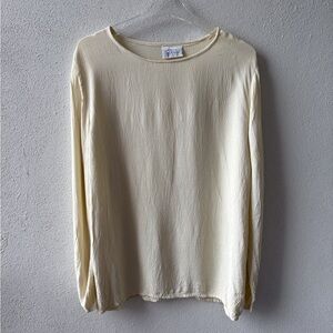 Cut‎ Loose Ivory Long Sleeve Top Crinkle Fabric Relaxed Fit Lagenlook Size L